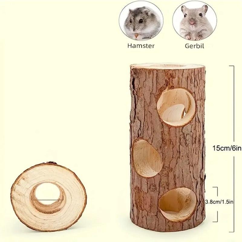 Wooden Hamster & Rabbit Toys Tunnel Pipes Hollow Tree Trunks