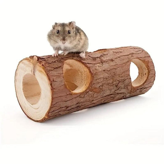 Wooden Hamster & Rabbit Toys Tunnel Pipes Hollow Tree Trunks