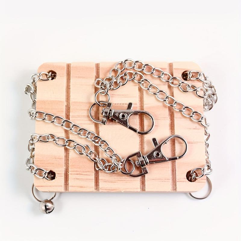Natural Wood Swing Small Pet Hamster Toy Hanging Chain Swing