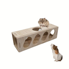 Hamster Wooden Tunnel Toy Secret Peep Shed Hideout