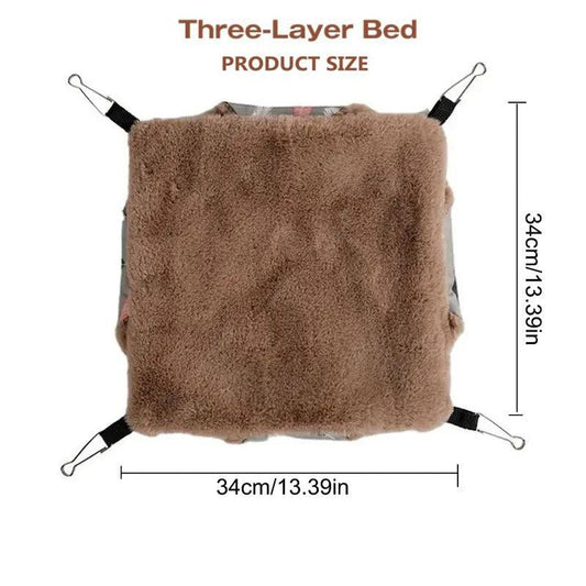 3 Layer Small Pet Hammock Hanging Bed Sleeping Bag Warm Hideout for Small Animal