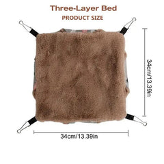 3 Layer Small Pet Hammock Hanging Bed Sleeping Bag Warm Hideout for Small Animal