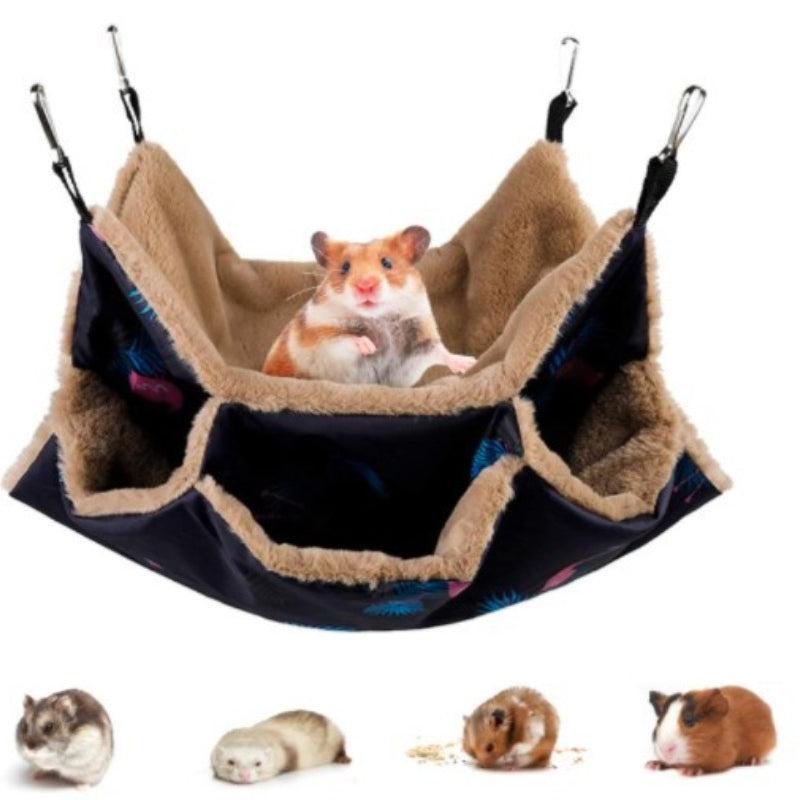 3 Layer Small Pet Hammock Hanging Bed Sleeping Bag Warm Hideout for Small Animal