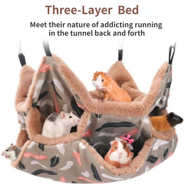 3 Layer Small Pet Hammock Hanging Bed Sleeping Bag Warm Hideout for Small Animal