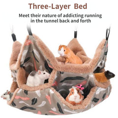 3 Layer Small Pet Hammock Hanging Bed Sleeping Bag Warm Hideout for Small Animal