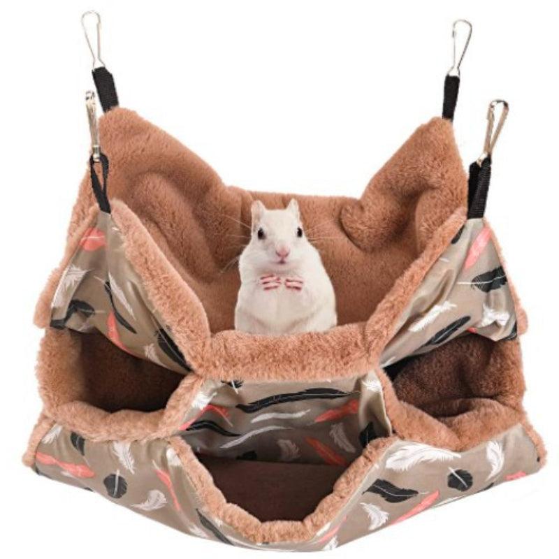 3 Layer Small Pet Hammock Hanging Bed Sleeping Bag Warm Hideout for Small Animal