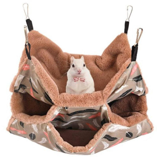 3 Layer Small Pet Hammock Hanging Bed Sleeping Bag Warm Hideout for Small Animal