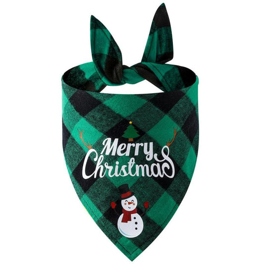 Festive Pet Check Lace Up Slobber Scarf for Christmas