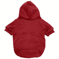 Plain Pet Hoodie With Pocket For Autumn And Winter Dog Warm Clothes