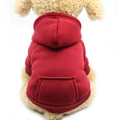 Plain Pet Hoodie With Pocket For Autumn And Winter Dog Warm Clothes