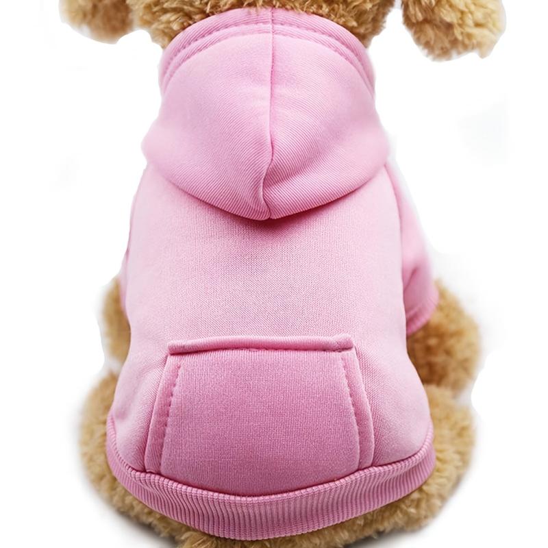 Plain Pet Hoodie With Pocket For Autumn And Winter Dog Warm Clothes