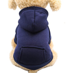 Plain Pet Hoodie With Pocket For Autumn And Winter Dog Warm Clothes