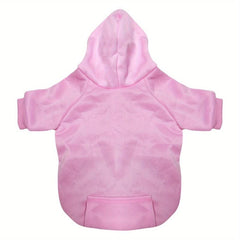 Plain Pet Hoodie With Pocket For Autumn And Winter Dog Warm Clothes
