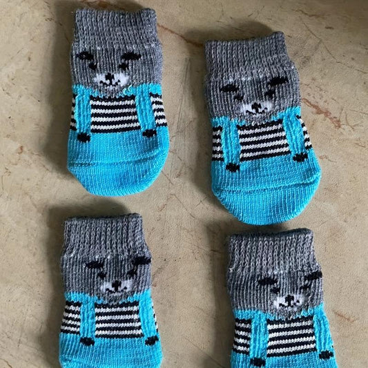 4pcs Pet Socks Dog Paw Protectors Warm Cotton Socks for Dogs Cats