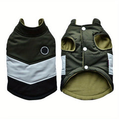 Winter Dog Coat V shaped Contrast Pet Costume Coldproof Warm Padded Dog Clothes