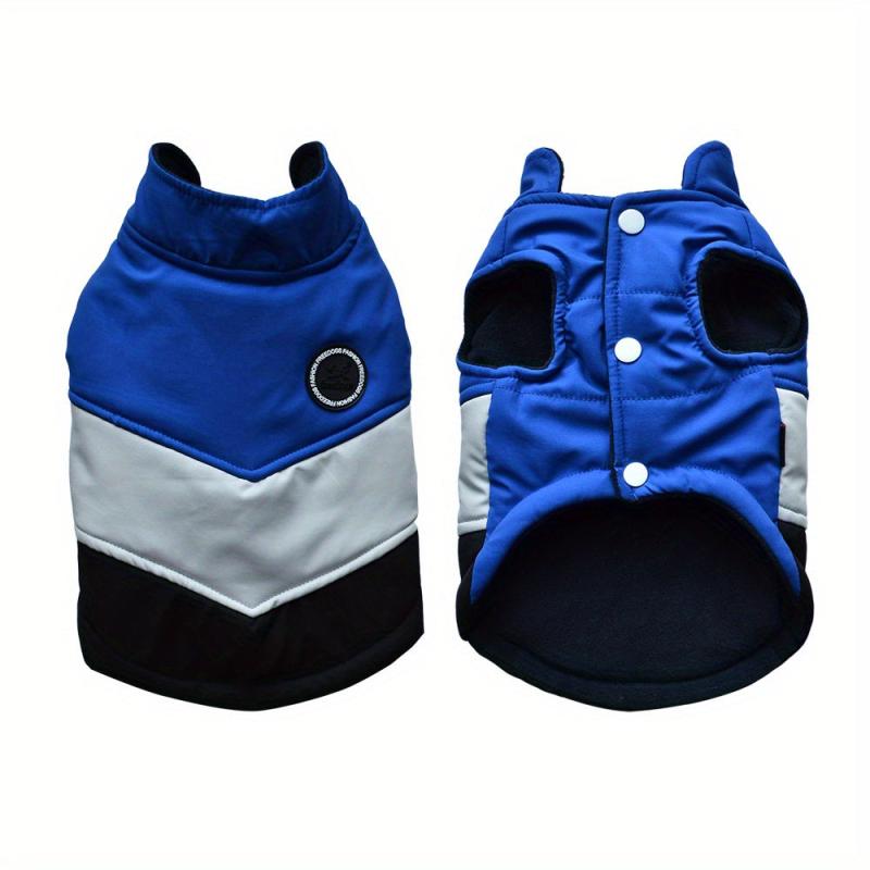 Winter Dog Coat V shaped Contrast Pet Costume Coldproof Warm Padded Dog Clothes