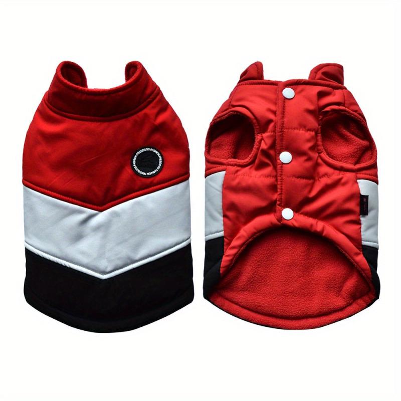 Winter Dog Coat V shaped Contrast Pet Costume Coldproof Warm Padded Dog Clothes