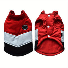 Winter Dog Coat V shaped Contrast Pet Costume Coldproof Warm Padded Dog Clothes