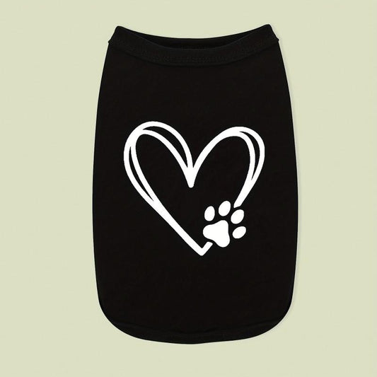 Dog Paw & Heart Graphic Pet Vest Summer Party Clothes