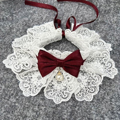 Stylish Lace Cat & Dog Collar with Bell and Bow Tie