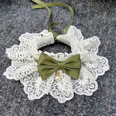 Stylish Lace Cat & Dog Collar with Bell and Bow Tie