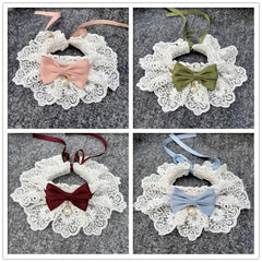 Stylish Lace Cat & Dog Collar with Bell and Bow Tie