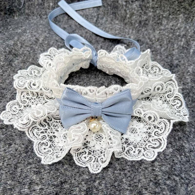 Stylish Lace Cat & Dog Collar with Bell and Bow Tie