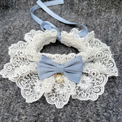 Stylish Lace Cat & Dog Collar with Bell and Bow Tie