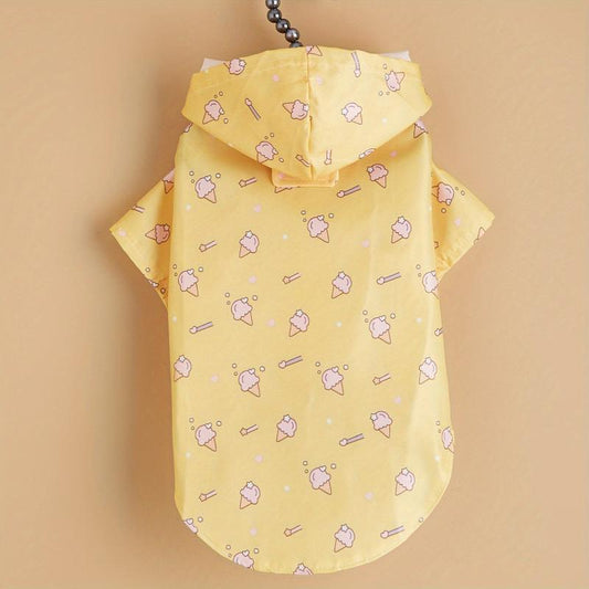 Ice Cream Graphic Pet Raincoat Waterproof Puppy Jacket For Small Dog/Cat