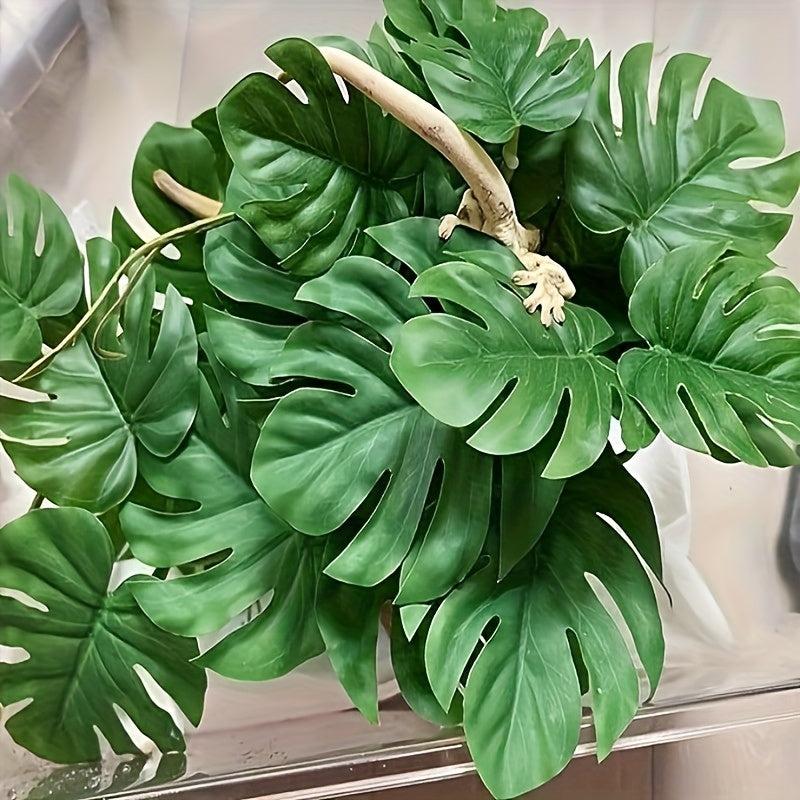 Plastic Water Plant Vine Reptile Tank Decoration Turtle Guarding Palace Lizard