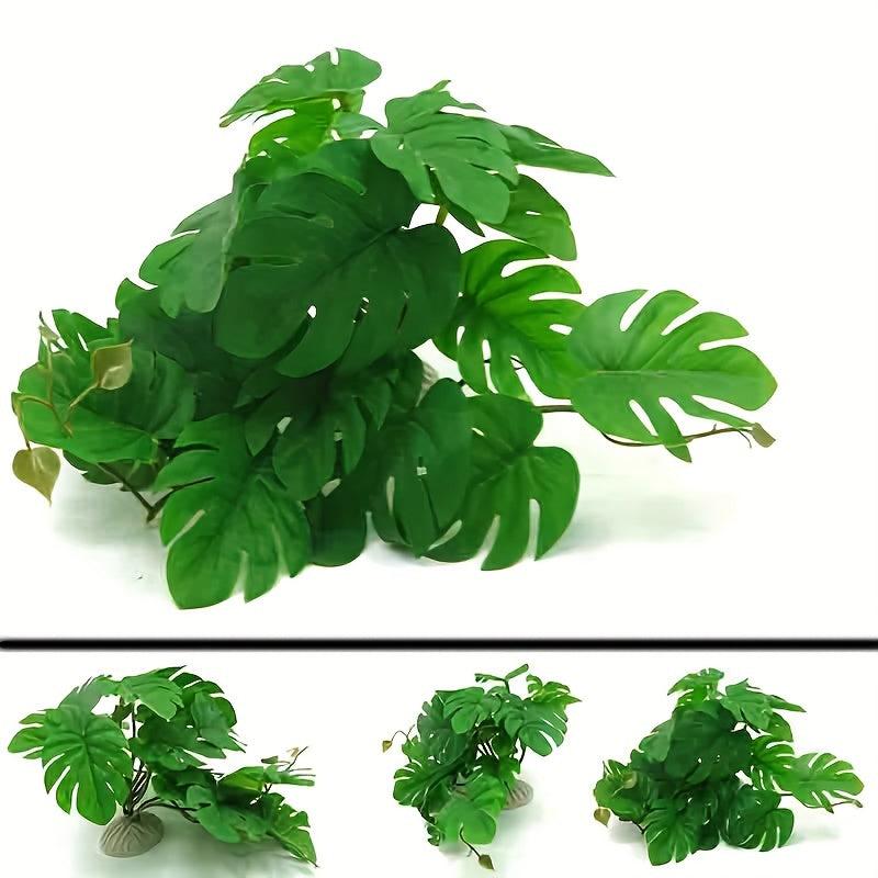 Plastic Water Plant Vine Reptile Tank Decoration Turtle Guarding Palace Lizard