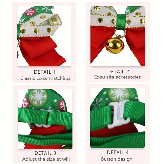 Festive Christmas Pet Collar with Bow for Dog & Cat