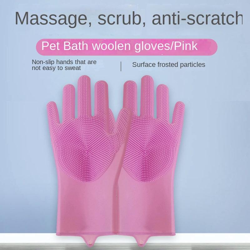 Pet Grooming Gloves for Dogs Cats - Silicone Tips - Bathing Massagi