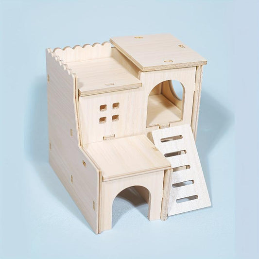 DIY Hamster Wood House Slide Climbing Ladder Toy Small Animals Rat Mouse