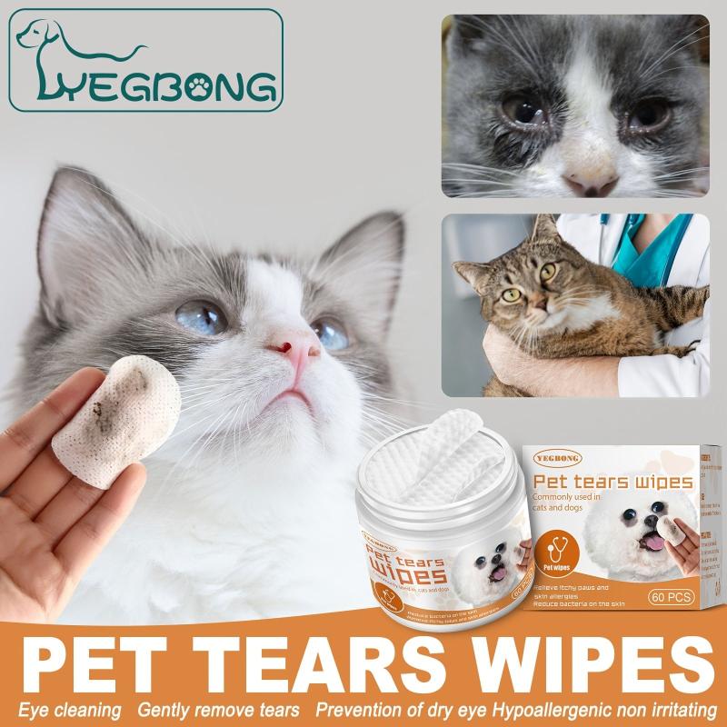Pet Eye Cleaning Wipes - 60pcs Gentle, Pet-Friendly, Removes Tears & Dirt