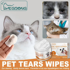 Pet Eye Cleaning Wipes - 60pcs Gentle, Pet-Friendly, Removes Tears & Dirt