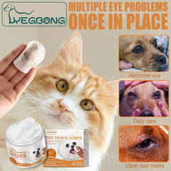 Pet Eye Cleaning Wipes - 60pcs Gentle, Pet-Friendly, Removes Tears & Dirt
