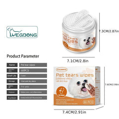 Pet Eye Cleaning Wipes - 60pcs Gentle, Pet-Friendly, Removes Tears & Dirt