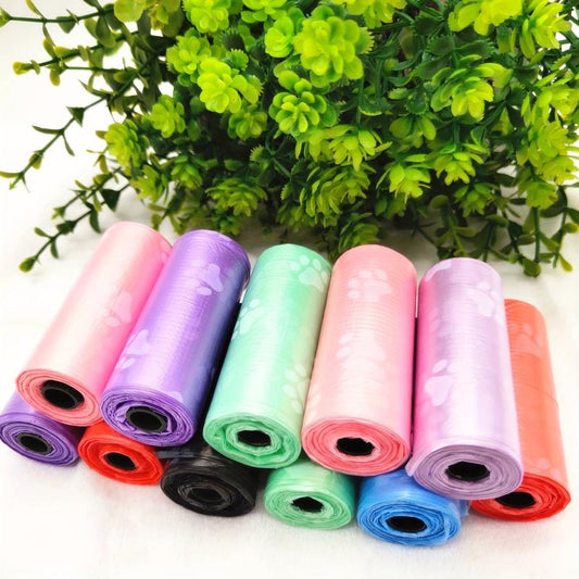 100/200 Paw Print Dog Poop Bags Cat Trash Can Bags Leak Proof Dog Waste Bags
