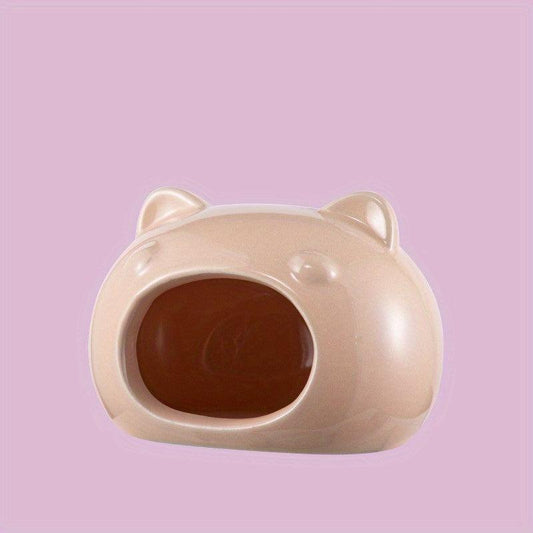 Ceramic Pet Cat House for Small Animals - Hamster Hideout Bed