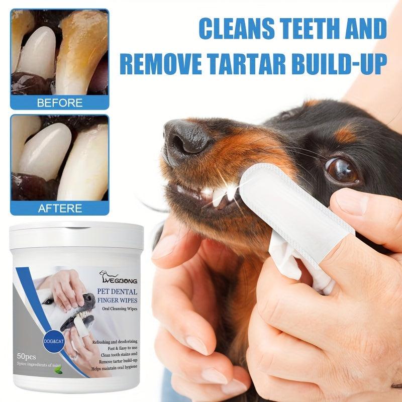 50pcs Pet Oral Health Silicone Fingertip Toothbrush for Dogs and Cats