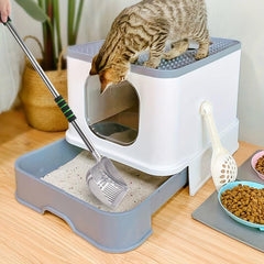Adjustable Metal Cat Litter Scoop with Long Handle and Detachable Shovel