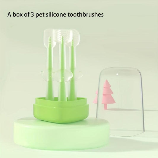 3pcs Silicone Pet Toothbrush Set Soft Dog Toothbrush