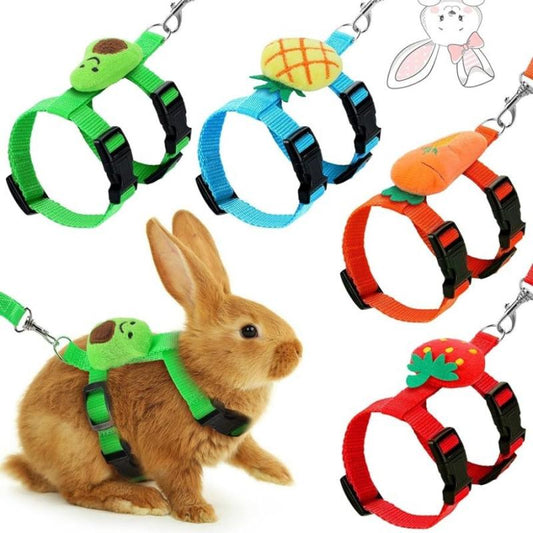 Adjustable Bunny Rabbit Harness And Leash Set For Small Pets - Fruit Pattern