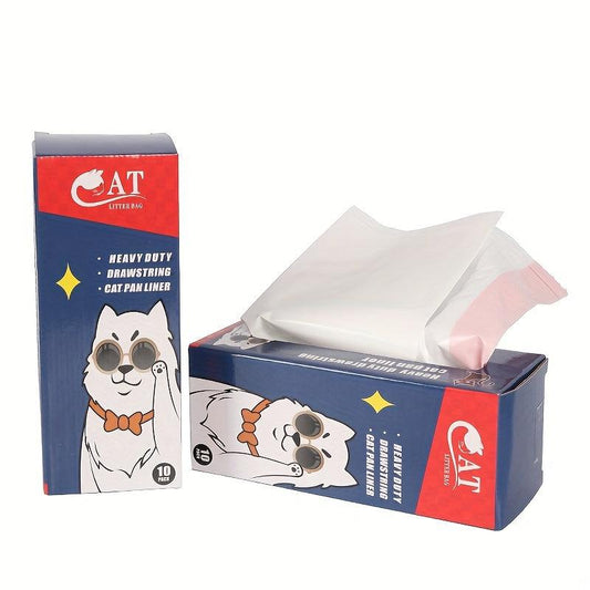 10pcs Upgraded Drawstring Cat Litter Garbage Bags