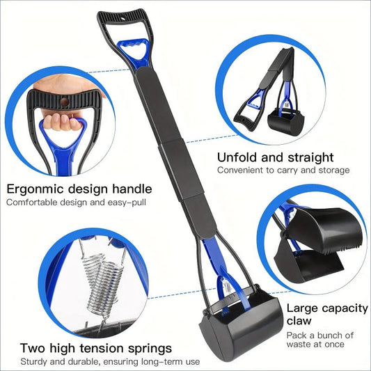 Portable Dog Poop Scooper with Long Handle for Outdoor Walking