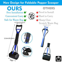Portable Dog Poop Scooper with Long Handle for Outdoor Walking