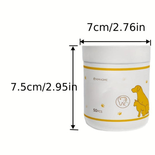 50pcs Dog Teeth Cleaning Finger Cover Wipes Oral Cleaning Deodorant