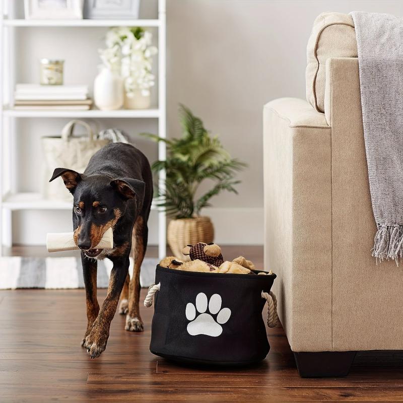 Round Collapsible Dog Storage Collection Bin Organizer