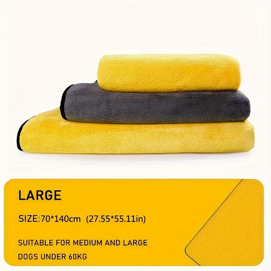 Soft Fiber Dog Bath Towel, Highly Absorbent, Quick Dry Coral Fleece